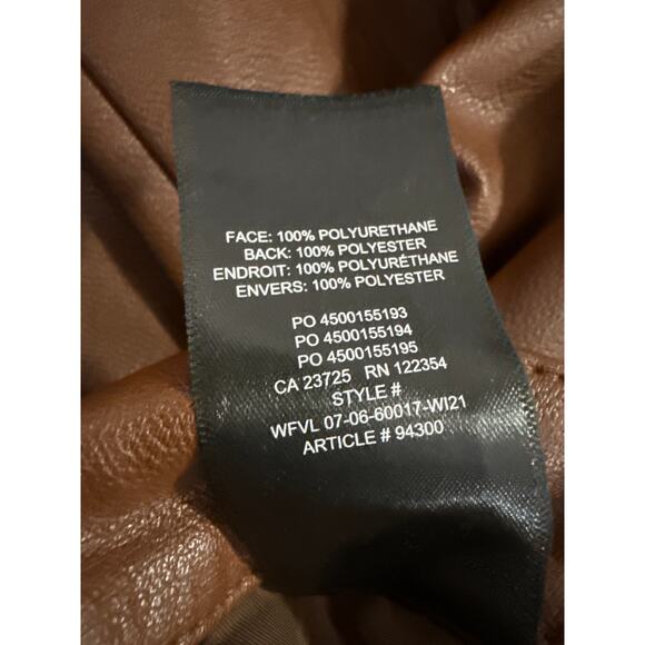 Aritzia Wilfred Free Women's Brown Faux Leather Vegan Carpenter Trousers Pants 2 - Picture 5 of 5